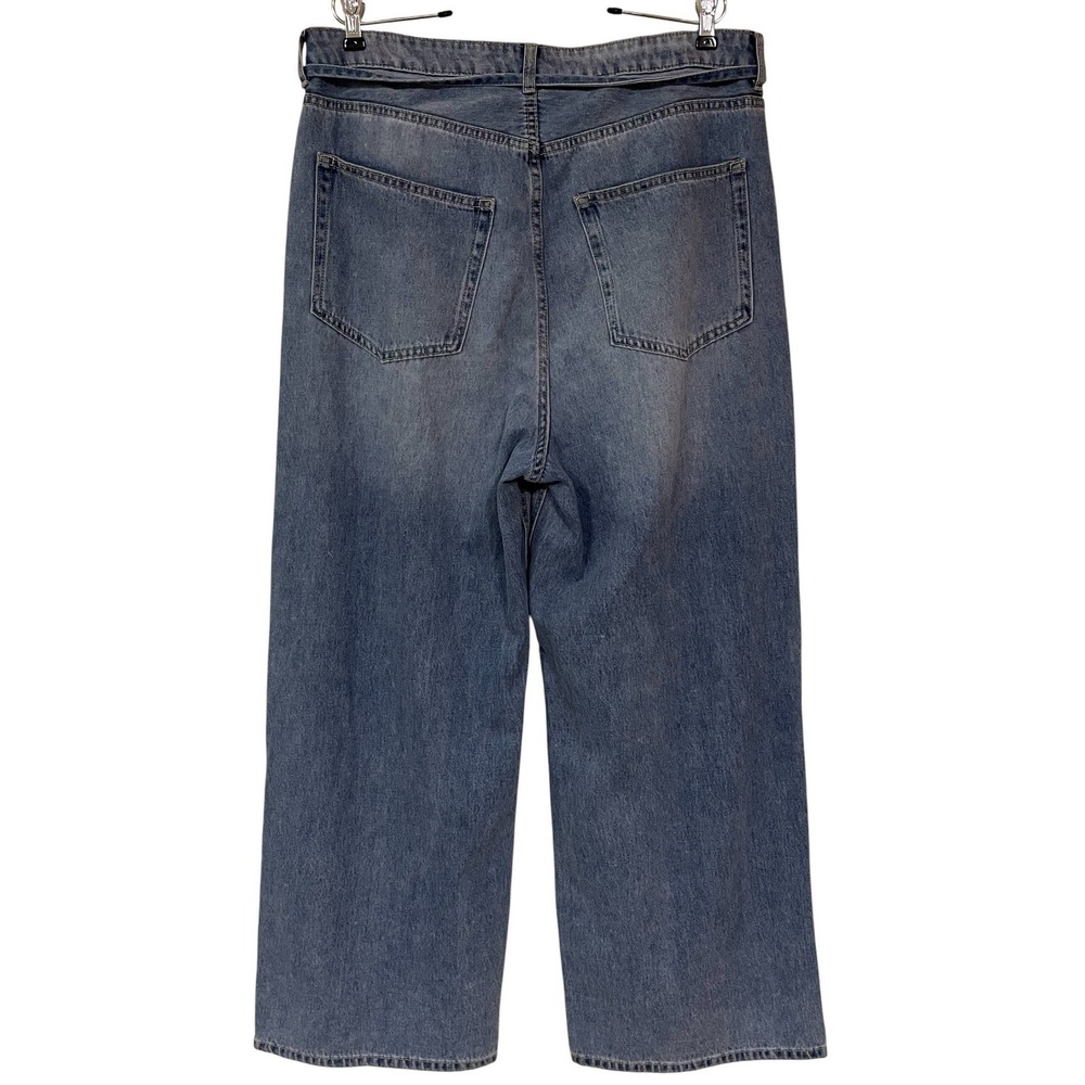 Divided H‎ & M Womens Wide Leg Jeans Waist Tie Light Wash Grunge Streetwear 10 - Picture 2 of 11